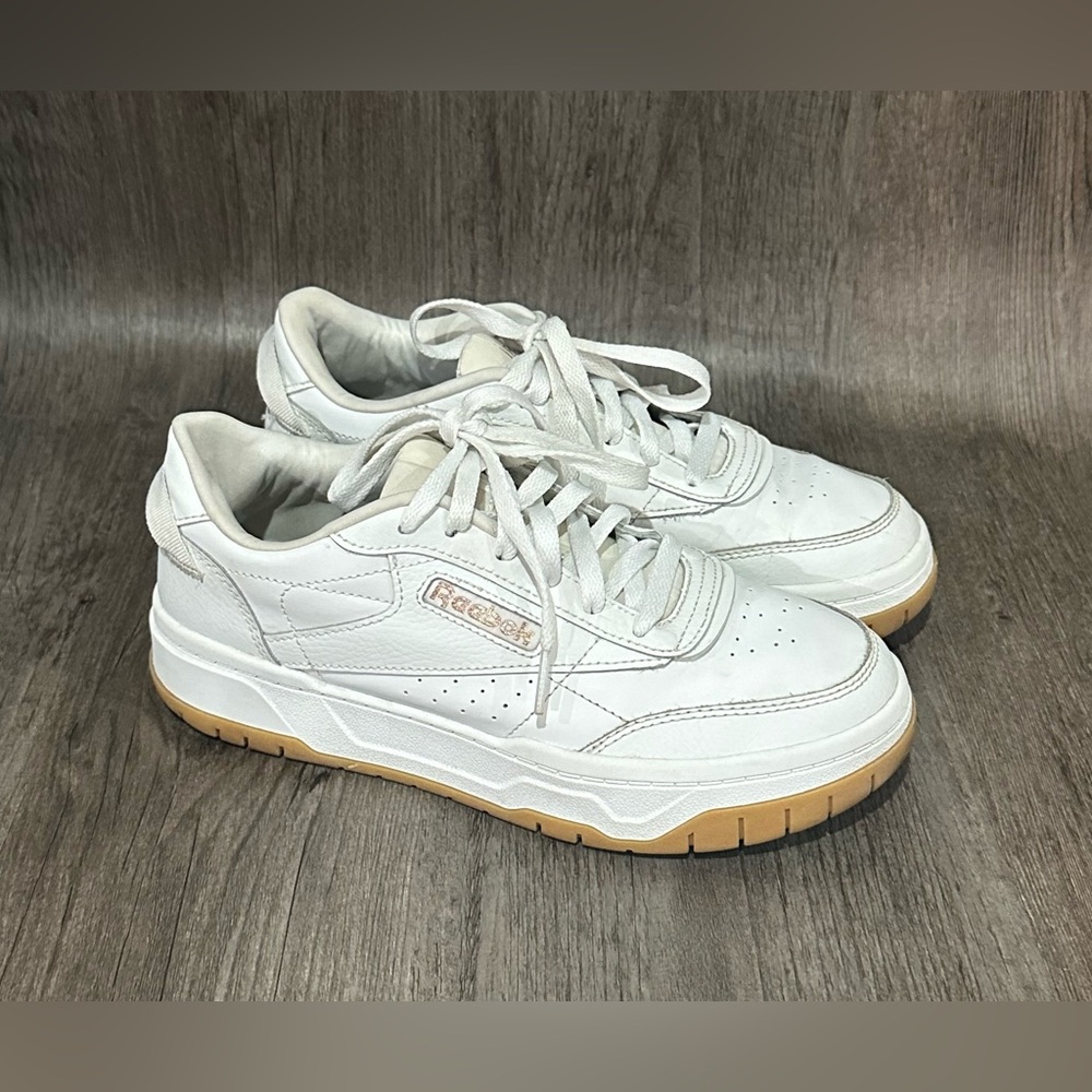 Reebok White and Rose Gold Sneakers
